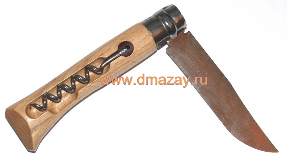 Складной нож со штопором Opinel (ОПИНЕЛЬ) Corkscrew knife 10VRI 1410 (№10 Inox) с длиной лезвия 10 см